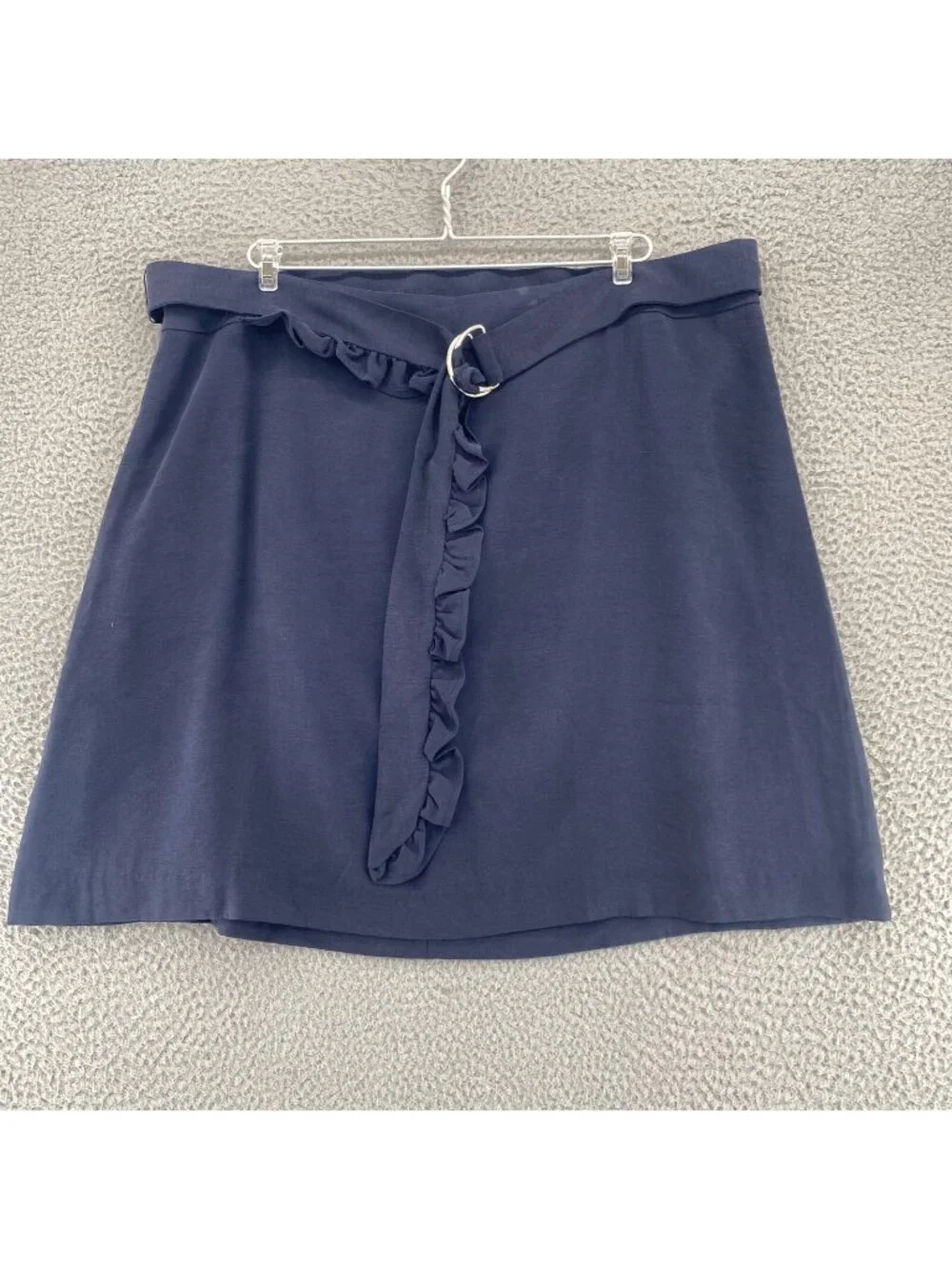 Eloquii Skirt Womens 18 Plus Navy Twill A Line Above The Knee Sash Belted Casual